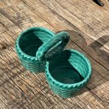 Green slurry pepper shaker, vintage ceramics