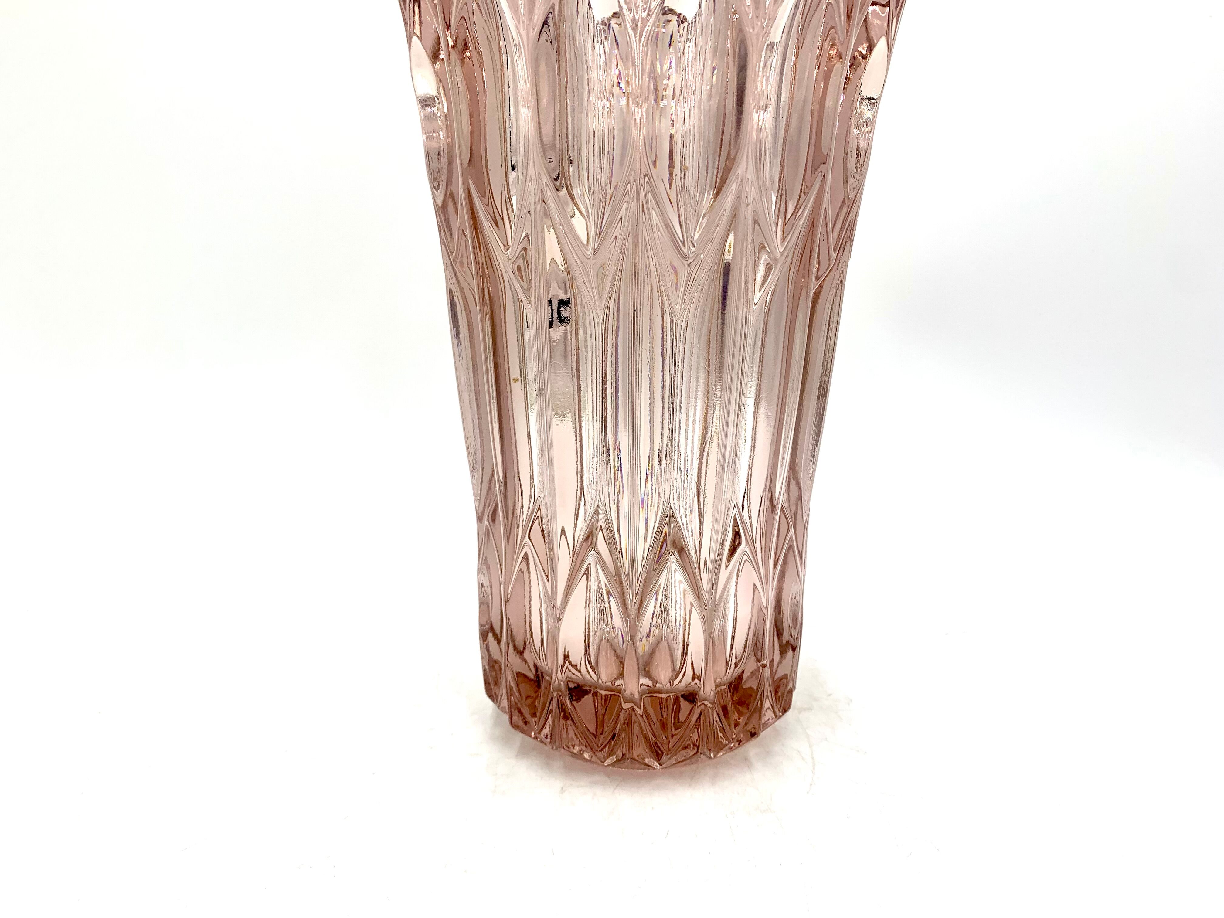 Pink crystal vase, Czech Republic, 1950s