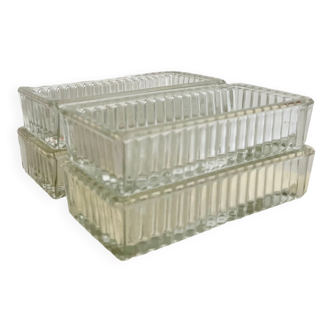 Rectangular chiseled glass ramekins