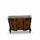 serpentine commode in antique walnut