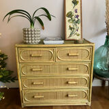 Charming rattan and bamboo chest of drawers.