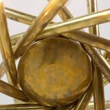 Pair of matte gold-plated brass chandeliers. Italian work from the 1970s.