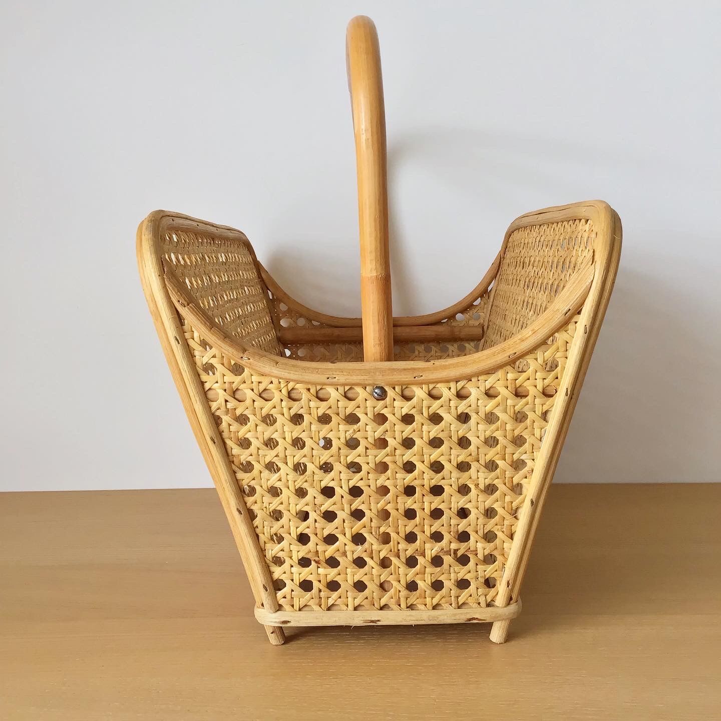 Vintage rattan and canning magazine holder