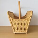 Vintage rattan and canning magazine holder