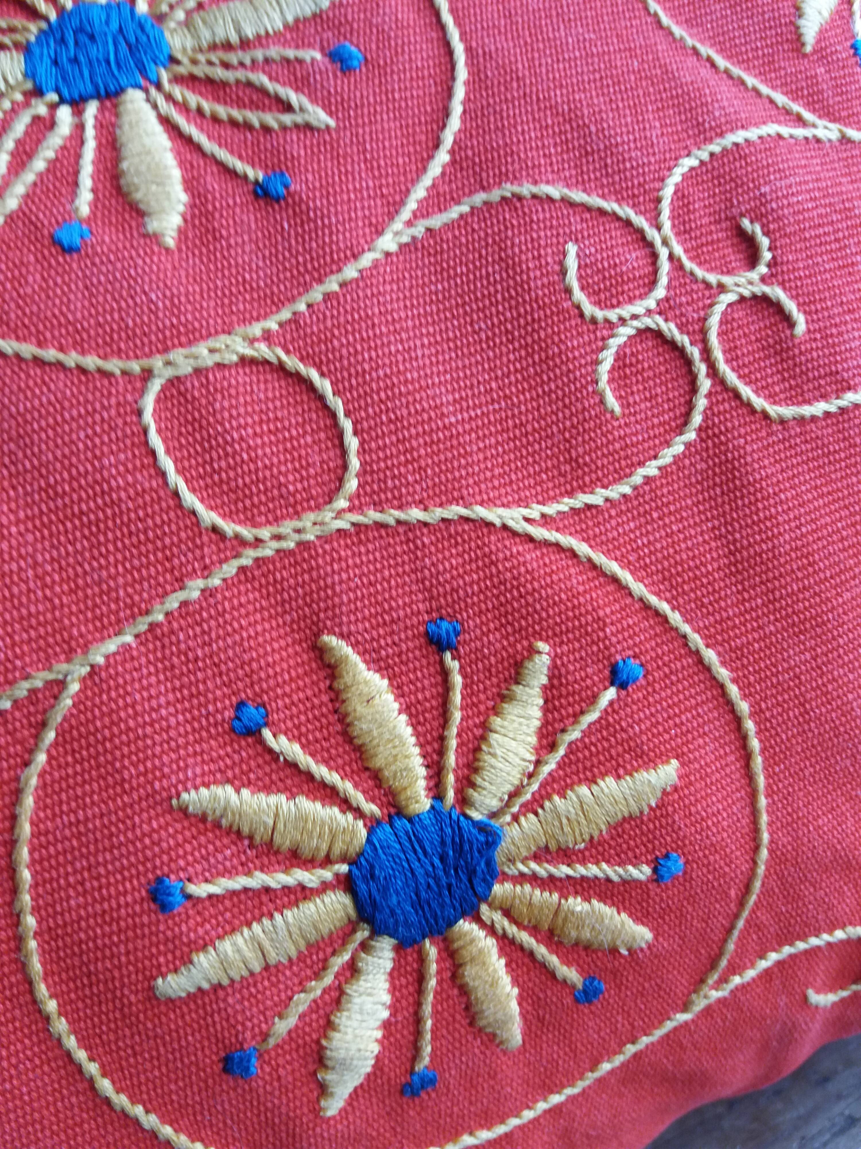 Vintage hand-embroidered cushion