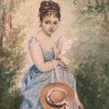 Young girl with doves painting 1860