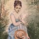 Young girl with doves painting 1860