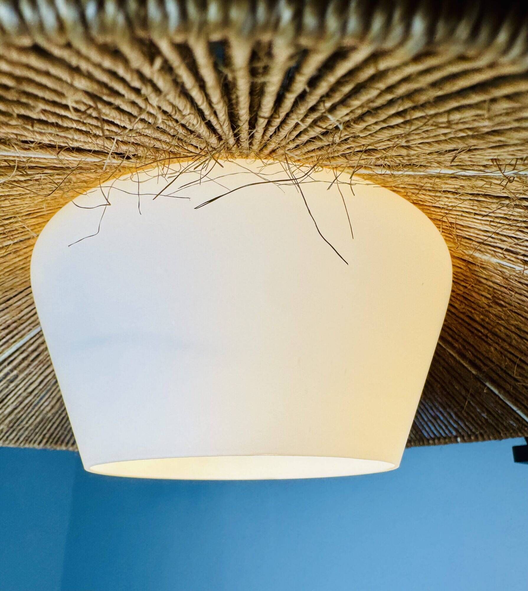 Wood And Sisal Wall Lamp By E.R. Nele For Temde Leuchten, Germany/Switzerland 1960S