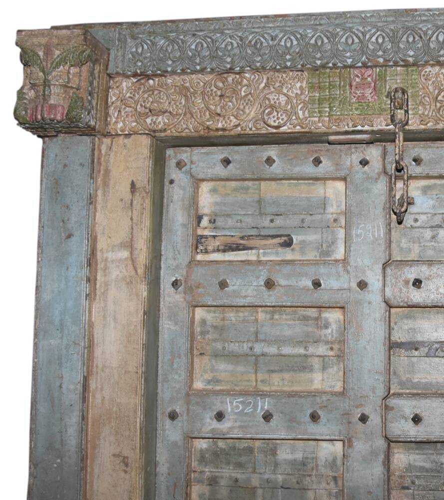 Old Indian door in old teak, original piece and patina