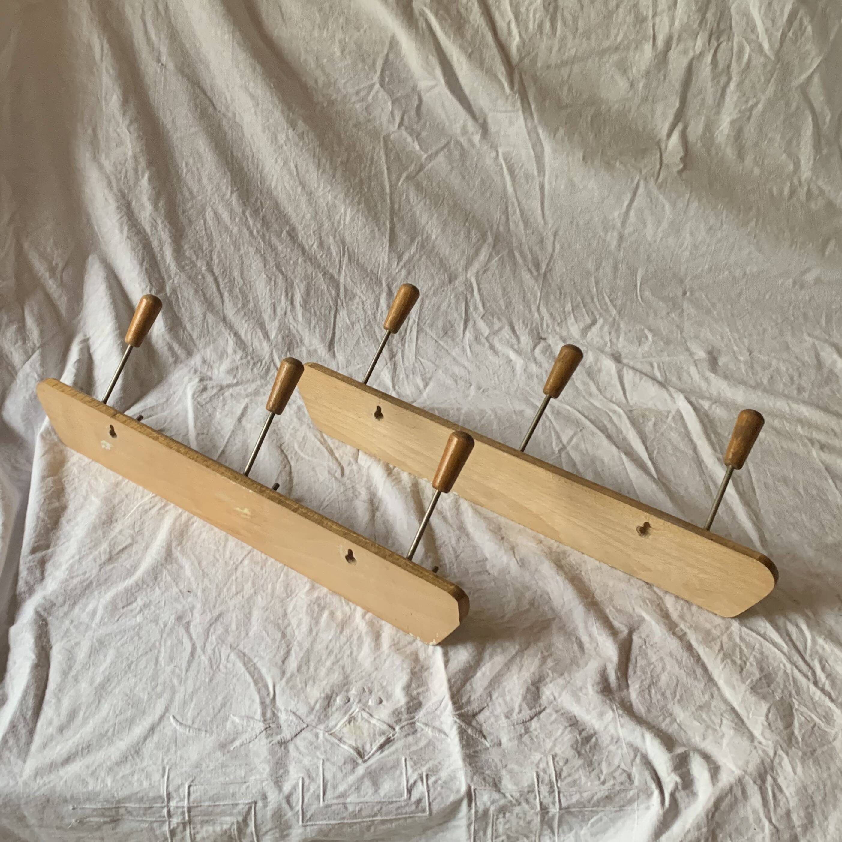 Pair of vintage wall coat racks - 3 hooks
