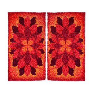 Paire de tapis Rya scandinaves