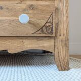 Art Deco chest of drawers in oak and porcelain