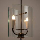 Pietro Chiesa for Fontana Arte Curved Glass and Brass Pendant Light 1940s