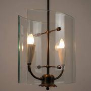 Pietro Chiesa for Fontana Arte Curved Glass and Brass Pendant Light 1940s