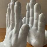 Pair of ceramic hand bookends in the 70s