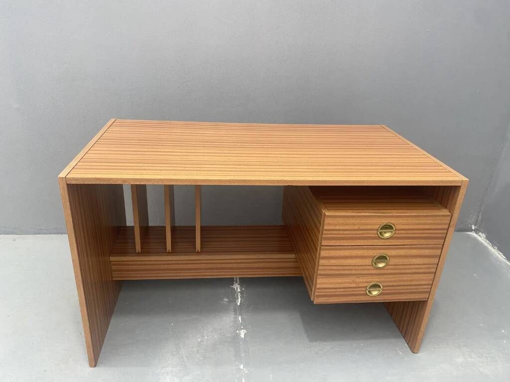 Writing desk, vintage wooden desk, 1980s, Czechoslovakia