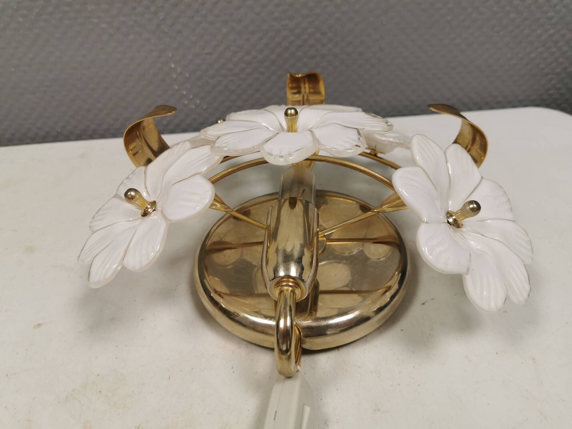 Swedish wall lamp in transparent and white glass shaped like flowers 1960s