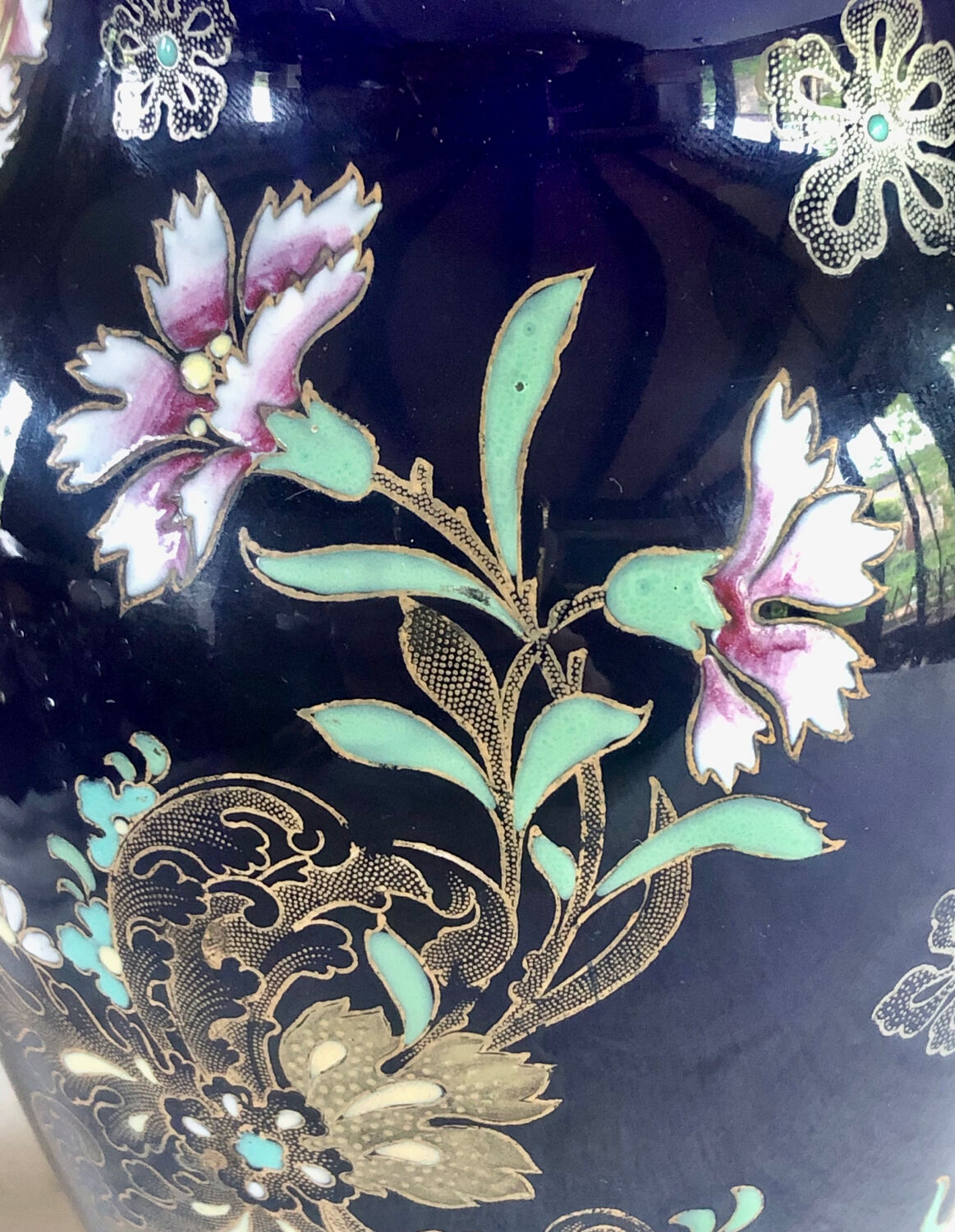 Old vase baluster enamelled lamp Boch Frères Keramis Belgium