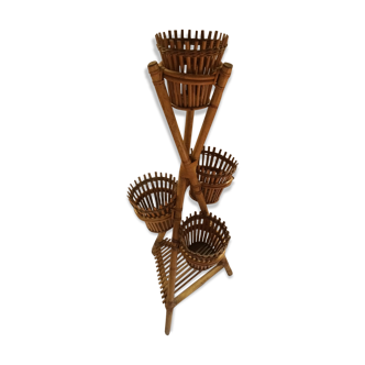 Bamboo  and vintage wicker plant holder