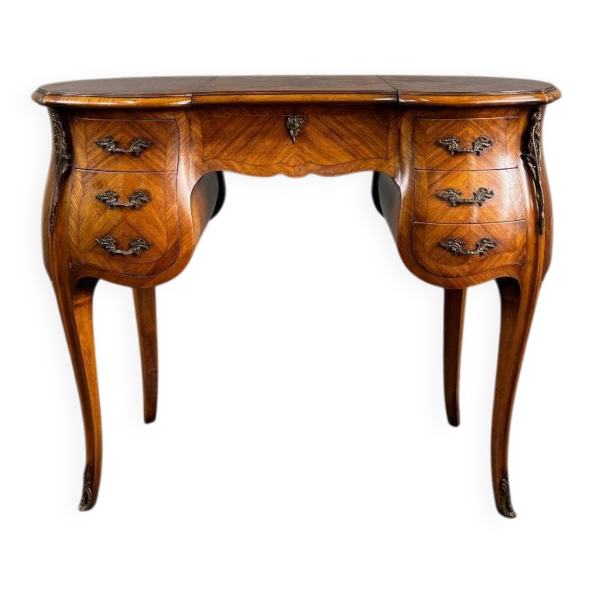 Coiffeuse de style Louis XV marquetée, XXe siècle