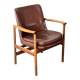 Leather and wood armchair by Ib Kofod Larsen