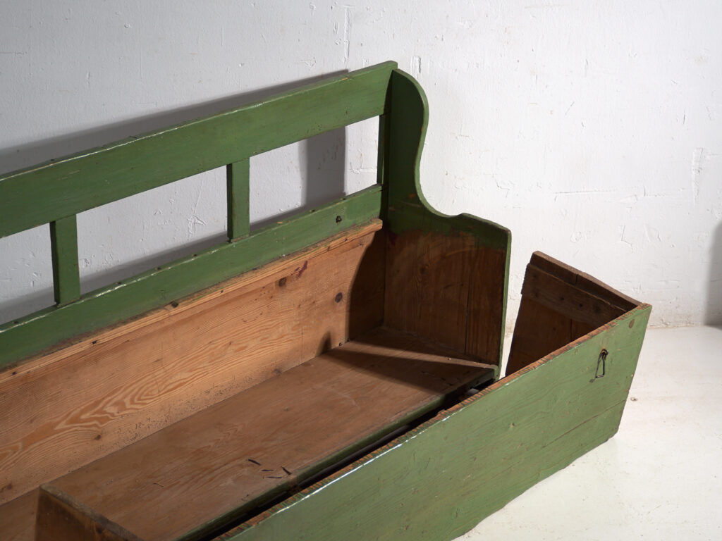 Antique painted pine bank safe – Central Europe, around 1900
