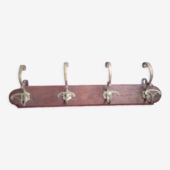 Wall coat rack wood and brass