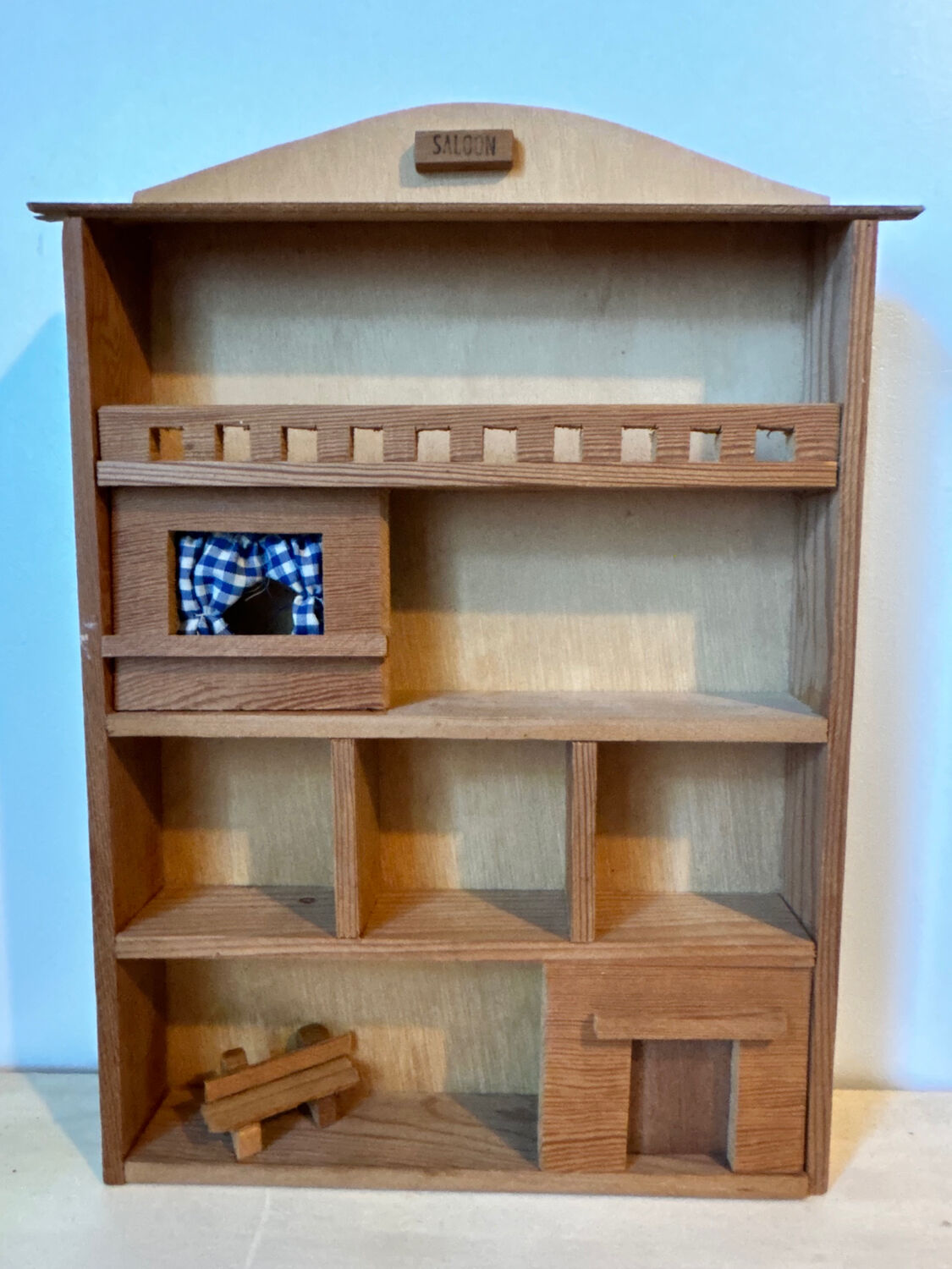 Wooden house shelf