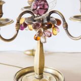 Paire anciennes girandoles avec fruits Murano