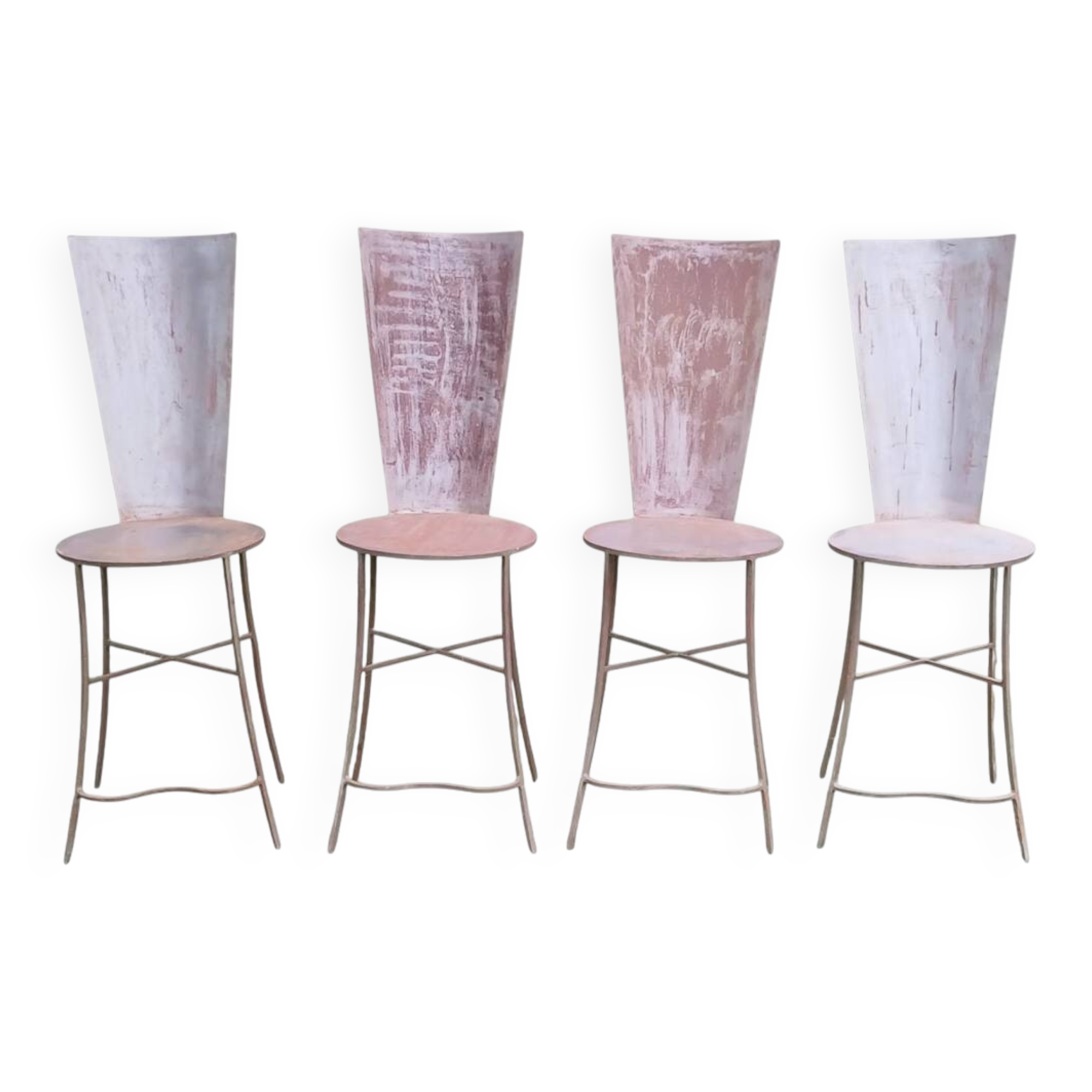 Set of 4 metal chairs, 20th century