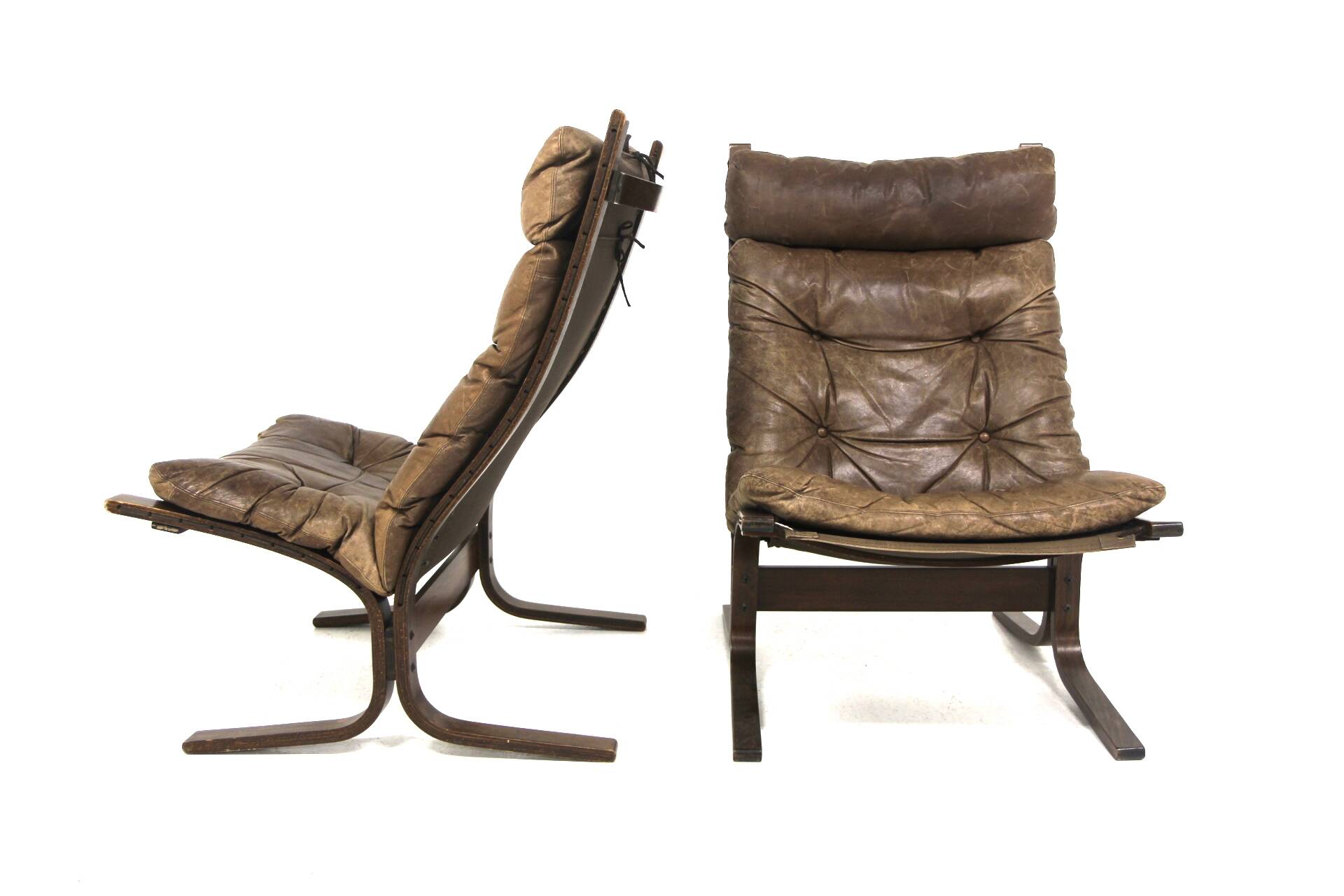 Set of 2 Siesta leather armchairs, Ingmar Relling, Norway, 1960