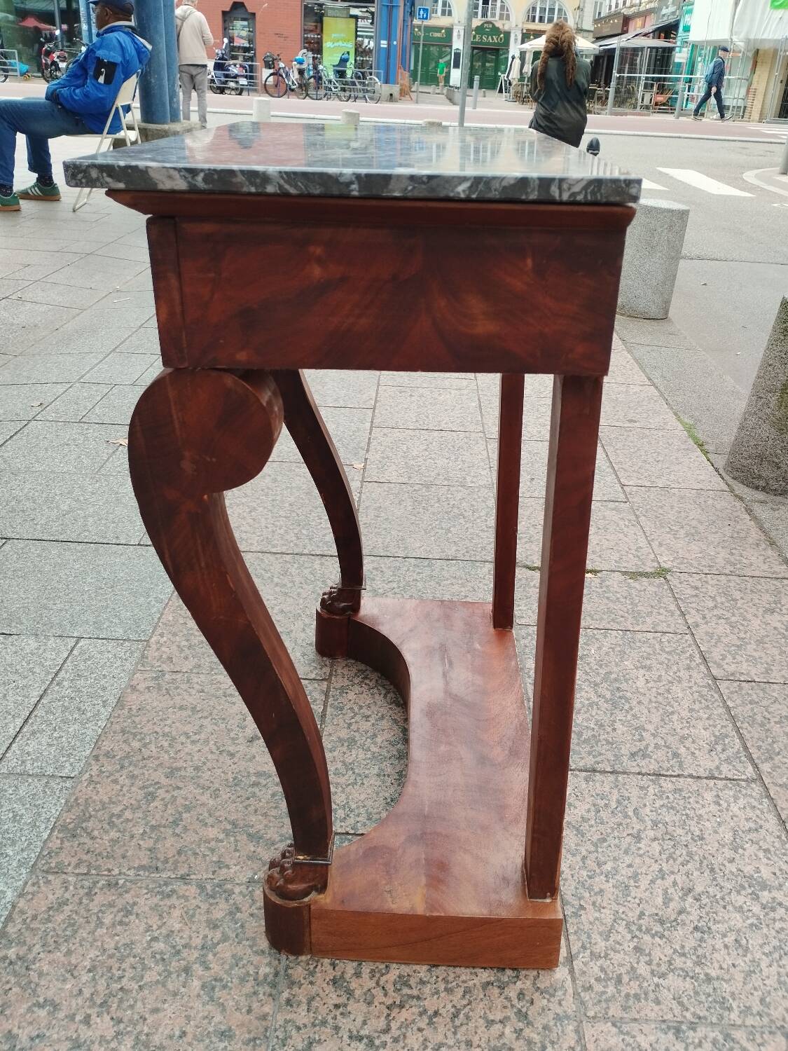 Antique Louis XVI style console with marble top
