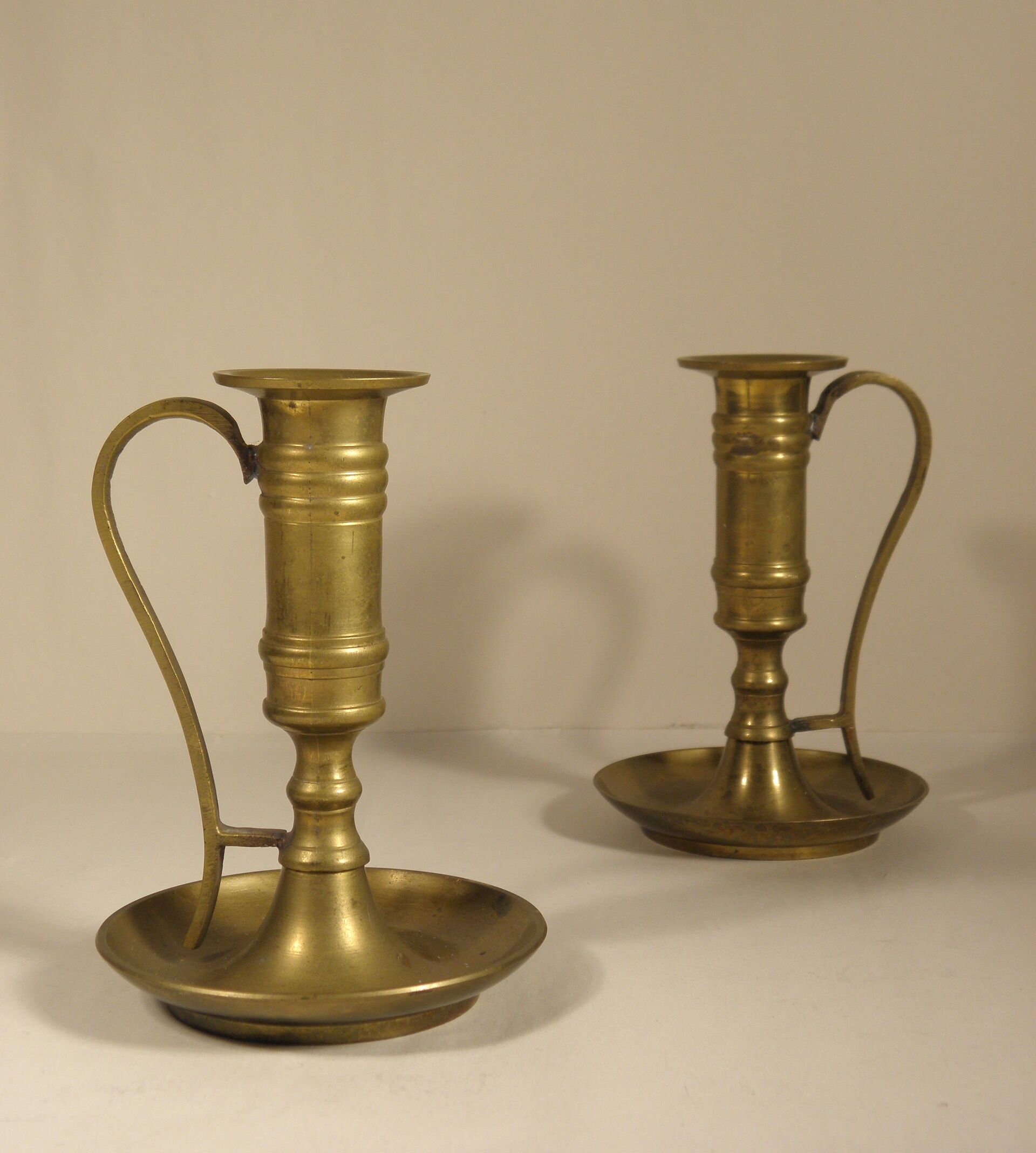 Pair of brass candle holders