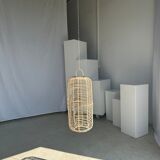 Large lantern-shaped rattan pendant lamp H50 D24