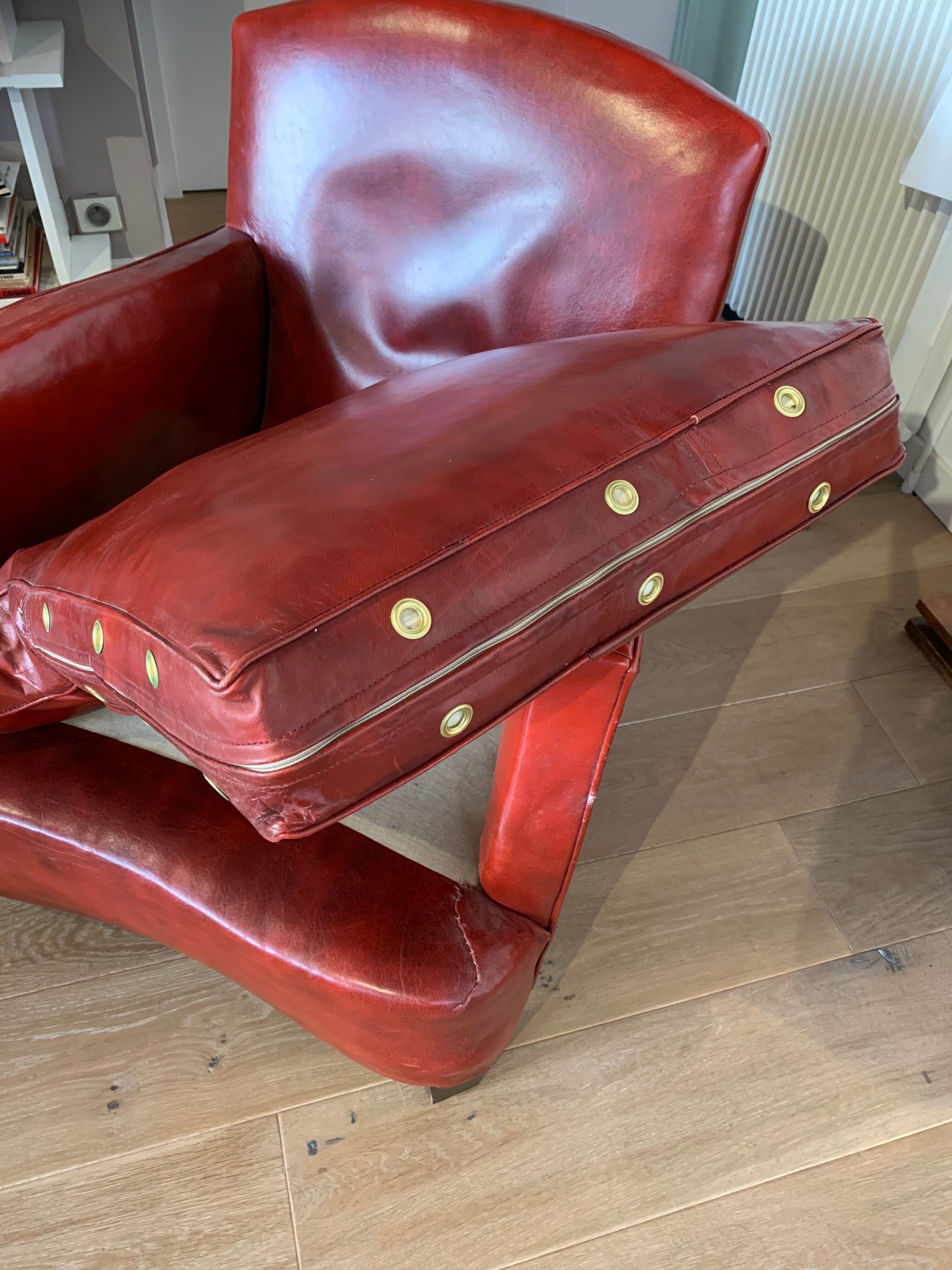 Pair of leather club chairs 30s
