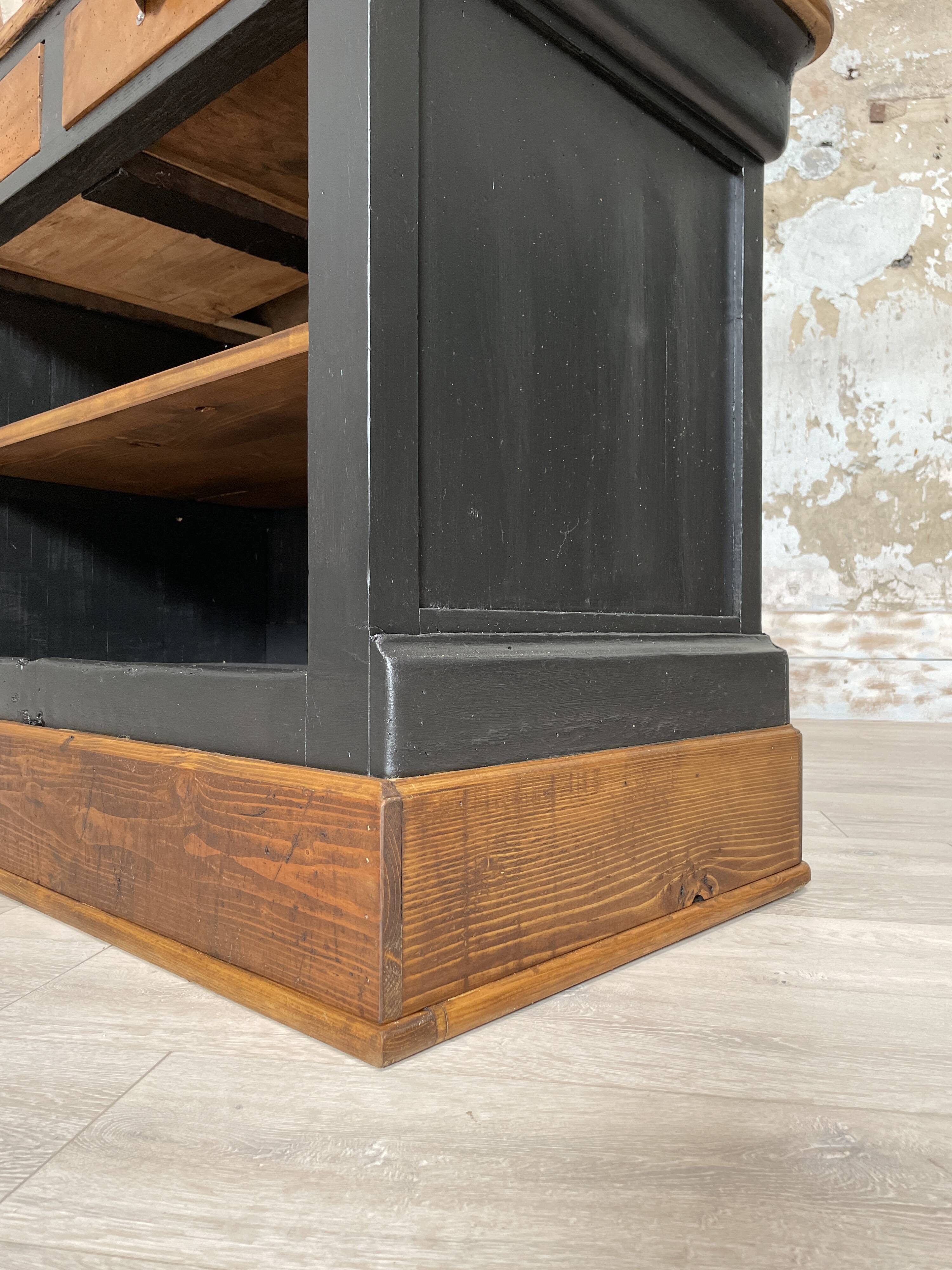 Solid wood box counter.