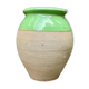 Pot en grès émaillé beige et vert arsenic