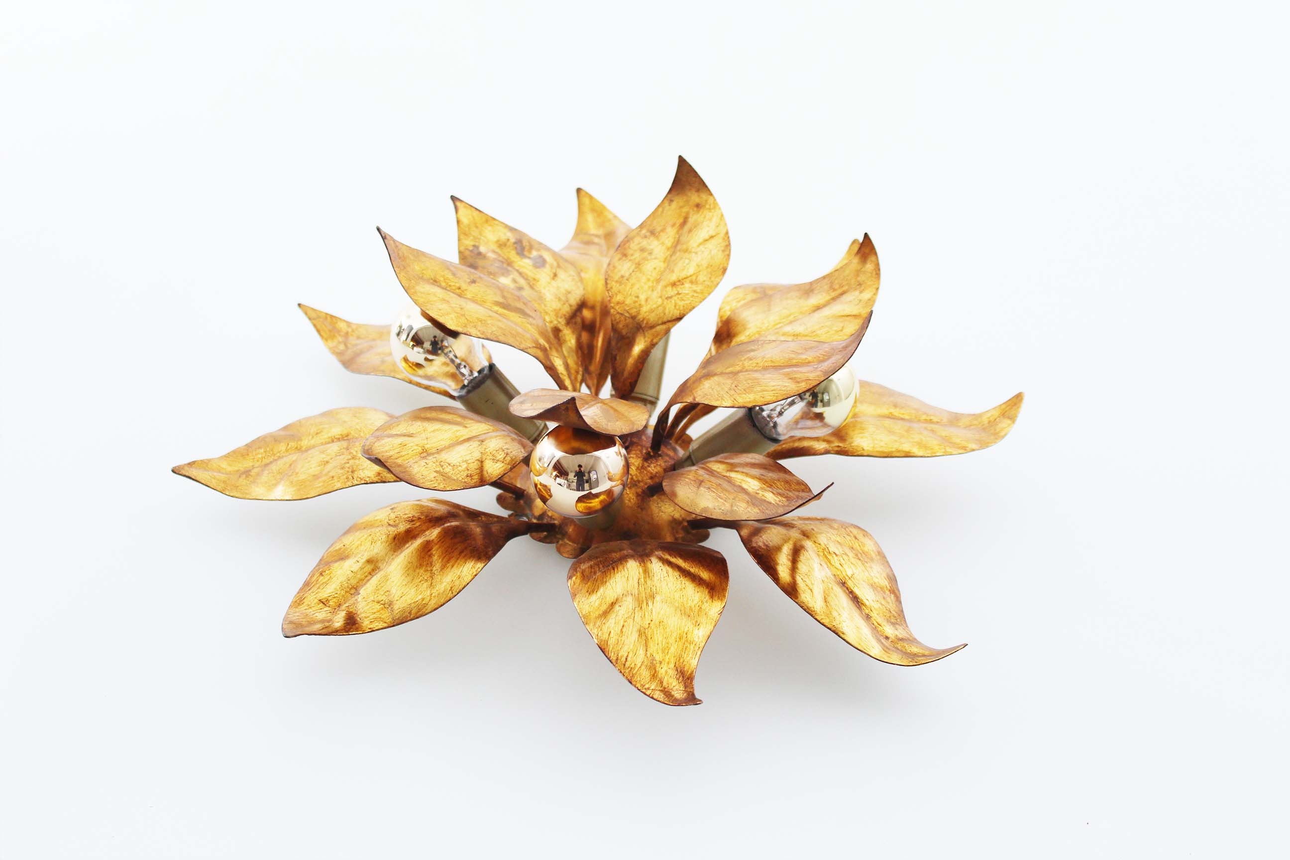 Gilt Florentine Flush Mount Light by Hans Kögl