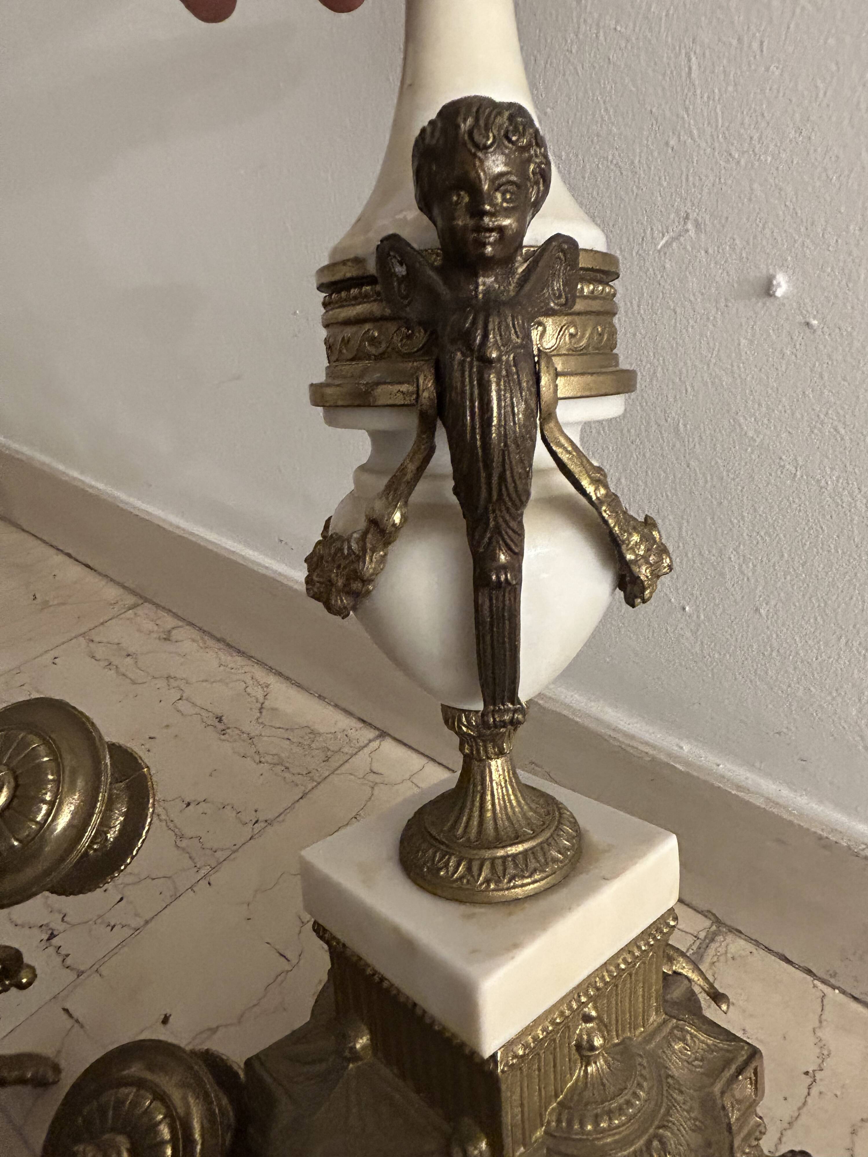 Paire de grands candélabres 7 feux - 69 cm - Bronze - Putti