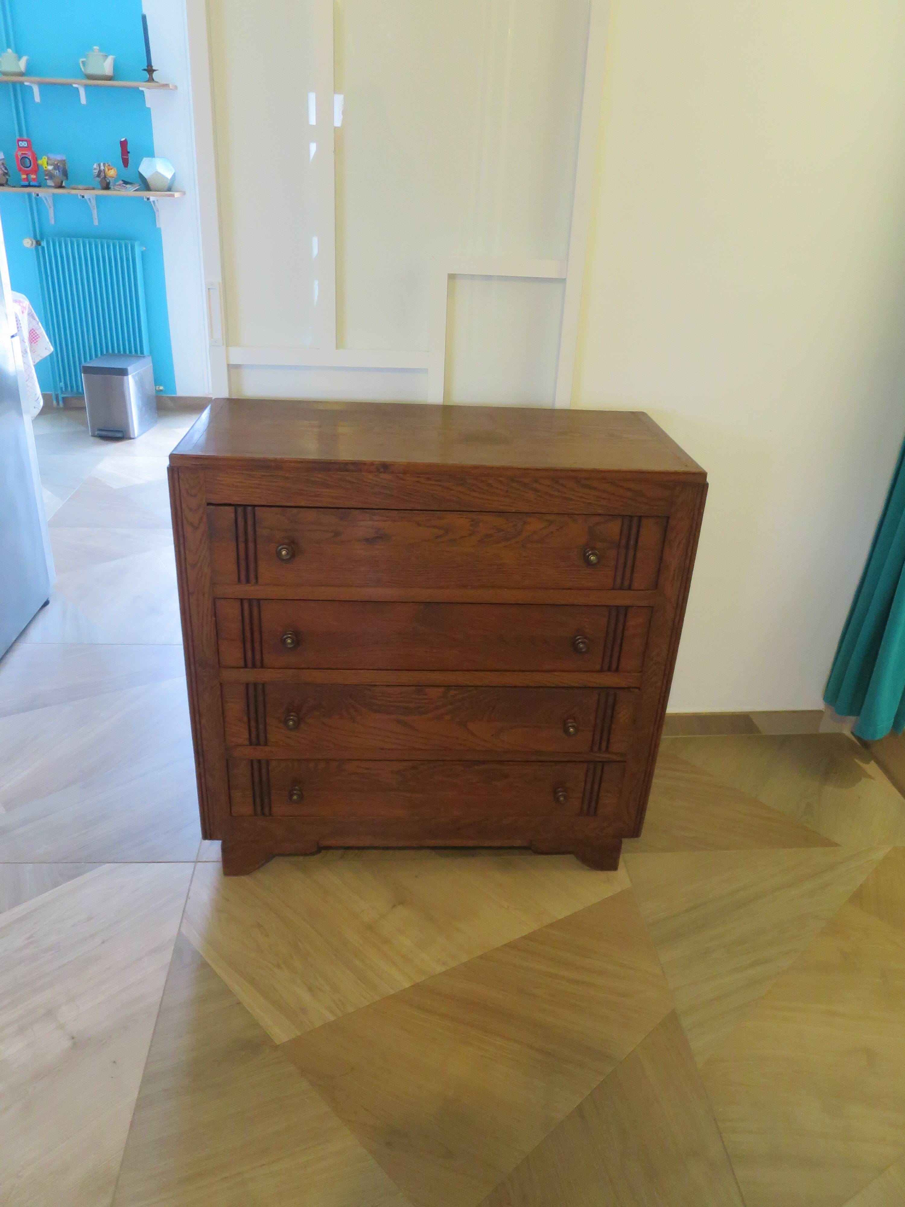 Rare - Jolie commode 4 tiroirs -Vintage - Frêne - Années 50