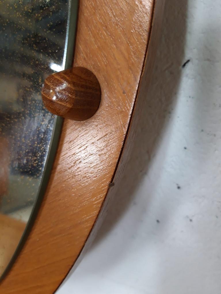 Vintage wooden round mirror MDK, 65 cm