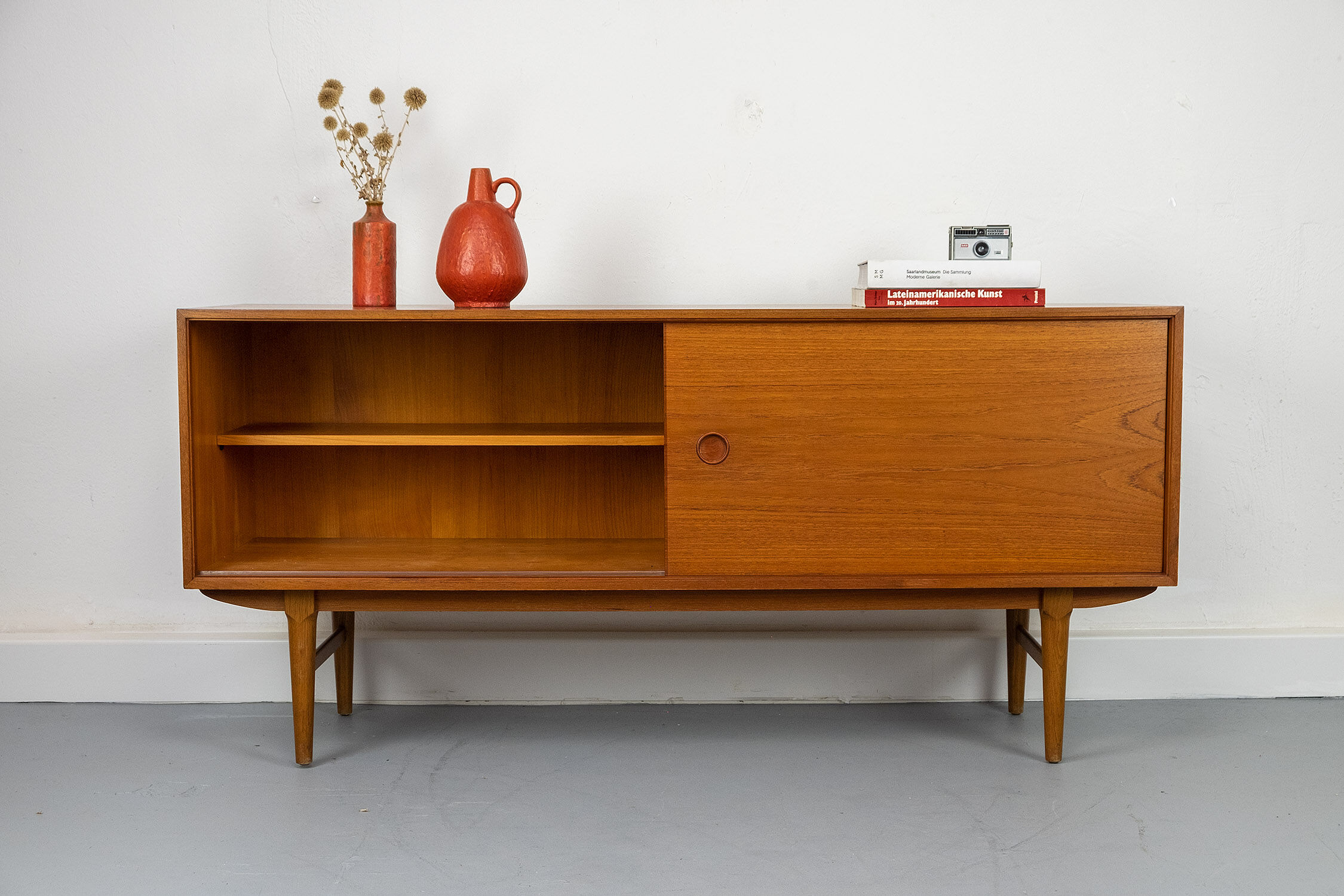 Vintage Sideboard in Teak with sliding door and drawers, 1960s