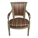 Fauteuil cabriolet Directoire gris rechampi première partie du XIXe