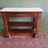 Solid wood console with white marble top in neoclassical style