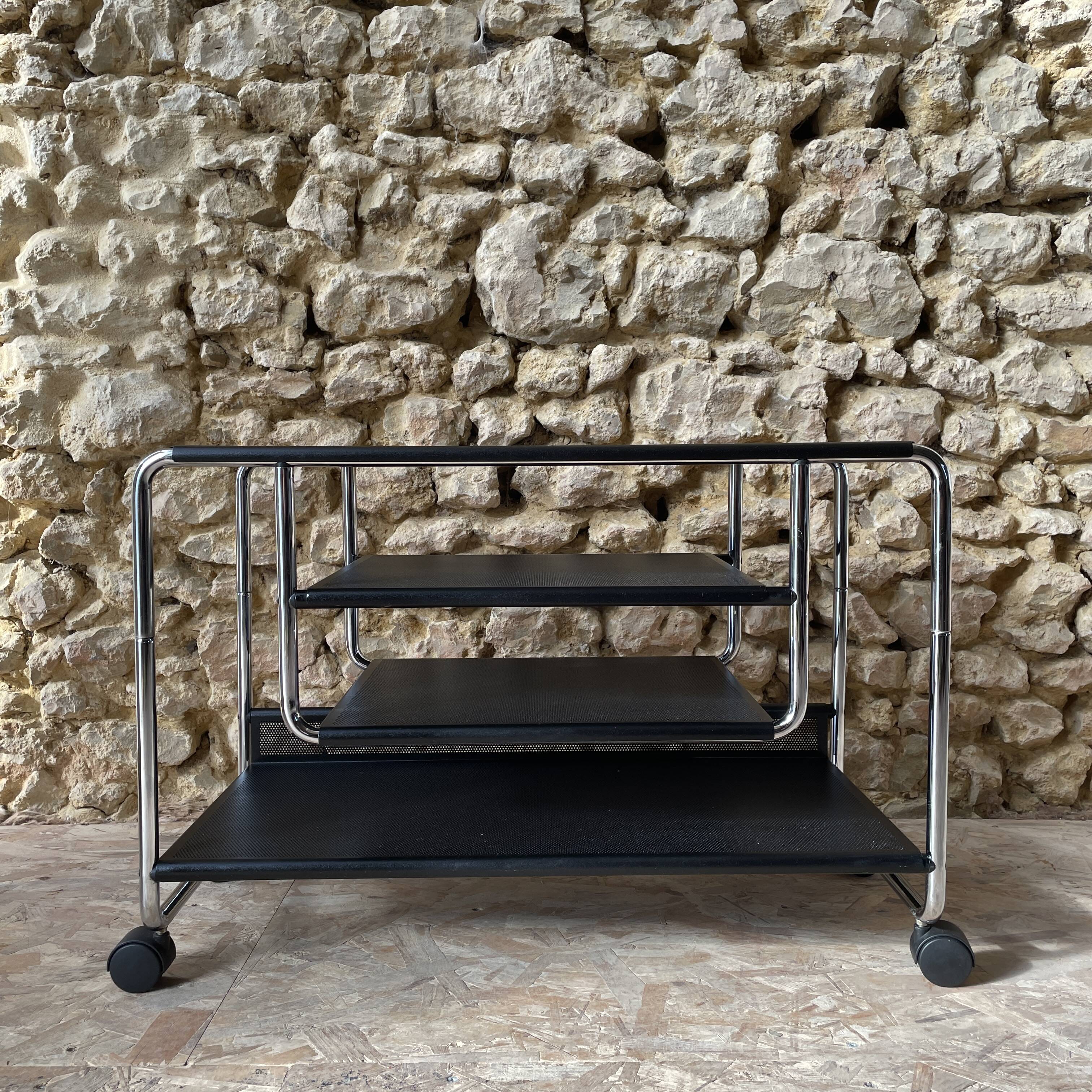 Occasional furniture / hi-fi furniture on chrome metal wheels – Habitat