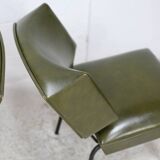 Pair of tubular armchairs, imitation leather. Circa 1950