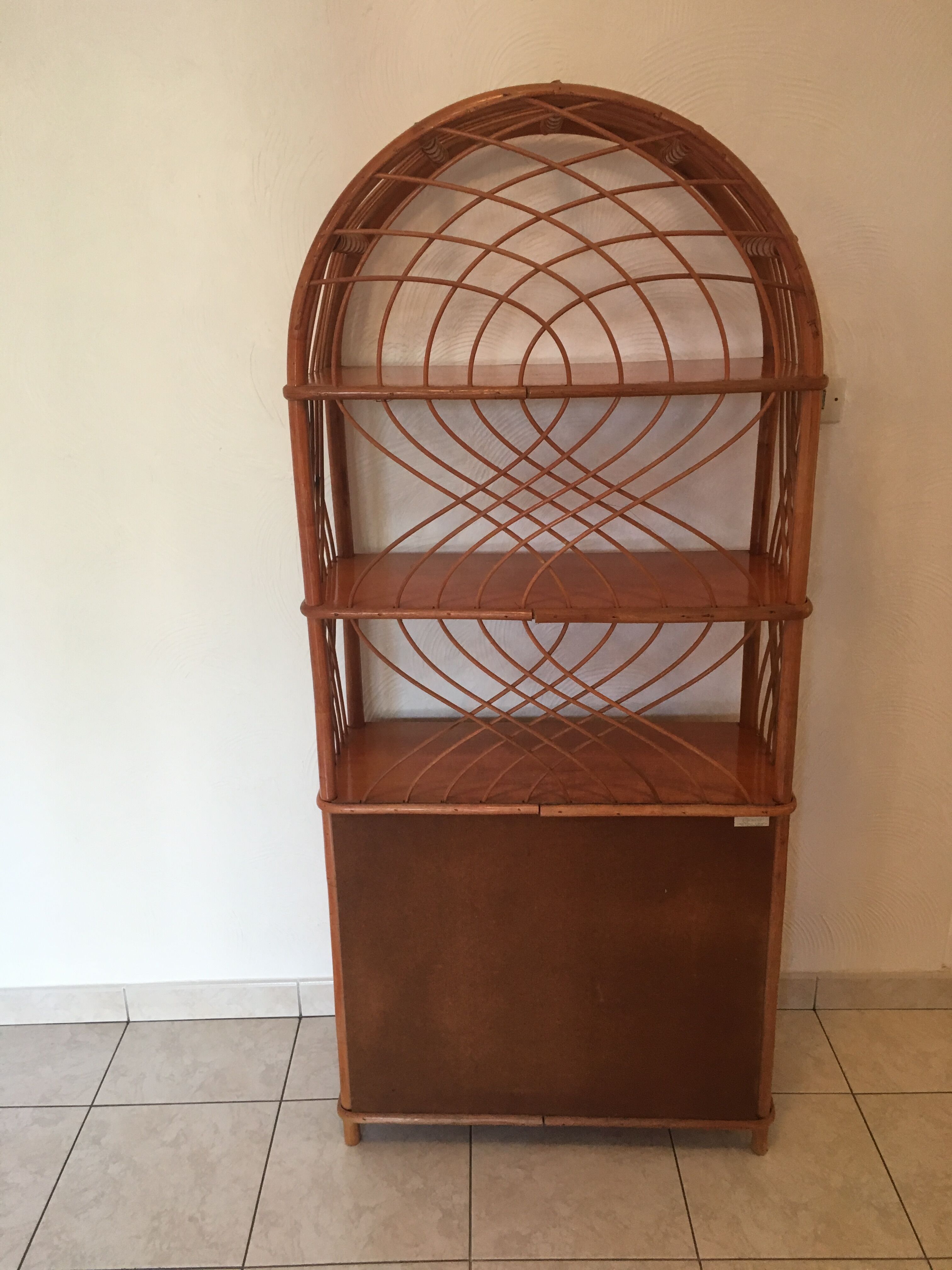 Vintage rattan shelves