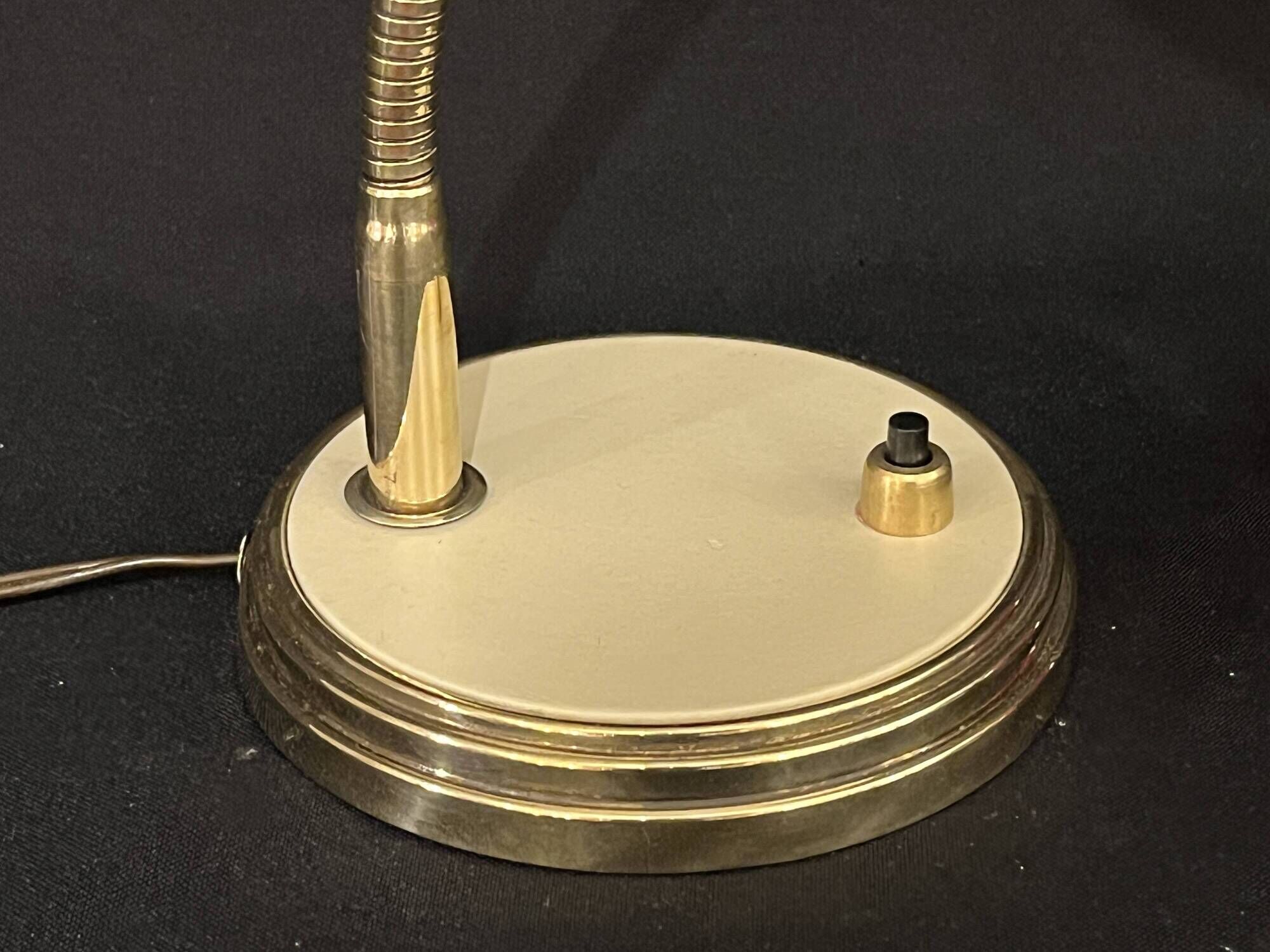 Desk lamp 50s 60s flexible brass metal beige vintage bedside casserole
