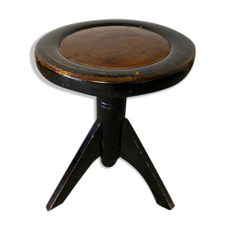Tabouret de piano en chaine et cuir 1930