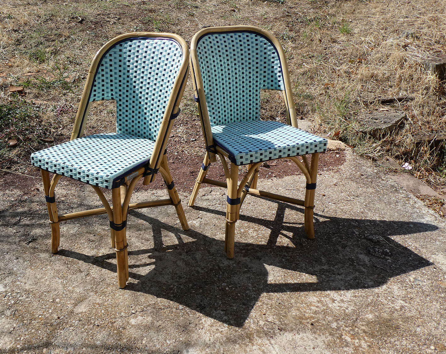 Pair of chairs bistro paris terrace in rattan and caning